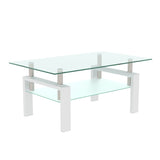 White Coffee Table, Clear Coffee Table