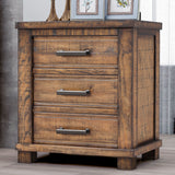 Rustic Three Drawer Reclaimed Solid Wood Nightstand