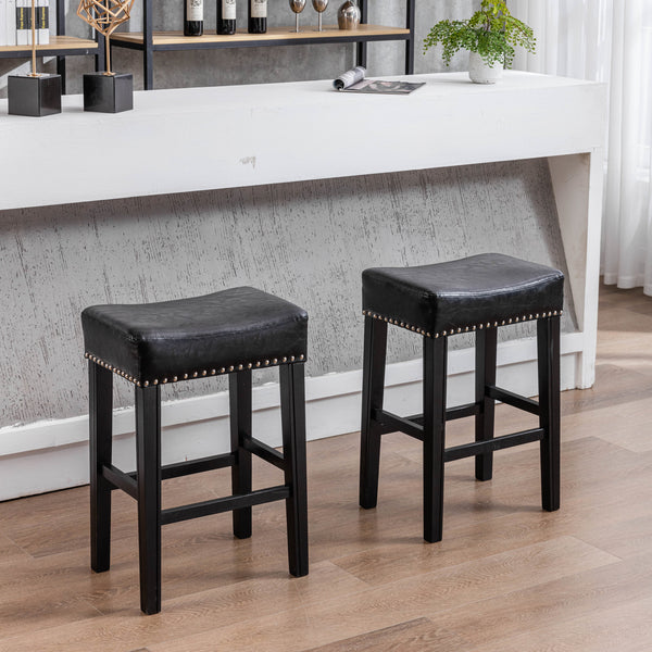 Counter Height 26" Bar Stools for Kitchen Counter Backless Faux Leather
