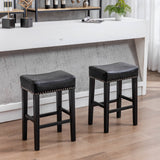 A&A Furniture,Counter Height 26" Bar Stools for Kitchen Counter Backless  Faux Leather Stools Farmhouse Island Chairs (26 Inch, Black, Set of 2)