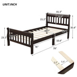 Wood Platform Bed Twin Bed Frame Panel Bed Mattress Foundation Sleigh Bed with Headboard/Footboard/Wood Slat Support