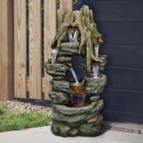 47" Tall Indoor/Outdoor Water Fountain Rainforest Waterfall with LED Lights