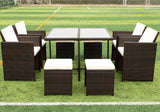 Patio Dining Set Outdoor Space Saving Rattan Chairs with Glass Table Patio Furniture Sets Cushioned Seating and Back Sectional Conversation Set