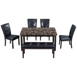 6-piece Faux Marble Dining Table Set  with one Faux Marble Dining Table