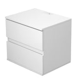Nightstand with 2 Drawers,USB Charging Ports and Remote Control LED Light-White