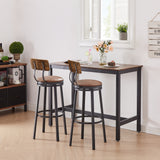 Swivel Bar Stool, High Bar Stool With Backrest, PU Soft Seat Cushion, Industrial, Thickened Iron Frame, Footrest.（Rustic Brown，13.4’’w x 40.5’’h）