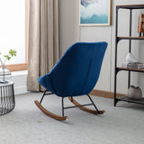 Tufted Upholstered Padded Seat Rocking Chair-Velvet Blue