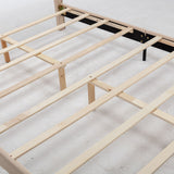 Queen Size Bed with Headboard,Modern Linen Curved Upholstered Platform Bed