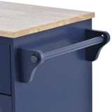 Kitchen Island Cart with Storage Cabinet and Two Locking Wheels, Solid wood desktop, Microwave cabinet