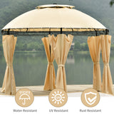 Outdoor Gazebo Steel Fabric Round Soft Top Gazebo Outdoor Patio Dome Gazebo with Removable Curtains