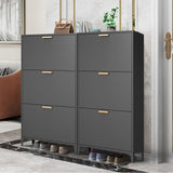 3 Drawer All Steel Shoe Cabinet, Freestanding Shoe Rack Storage Organizer with Flip Door, Modern Tipping Bucket Shoe Cabinet for Entryway, Hallway, Bedroom, Black