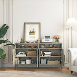 Farmhouse style TV Stand, TV station with storage and open drawers, entertainment center console table, living room media furniture.(Grey,58’’W*23.6’’D*31.5’’H)