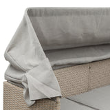 4 Piece UV-Resistant Resin Wicker Patio Sofa Set with Retractable Canopy, Cushions and Lifting Table,Brown