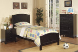 Smooth Black Finish Nightstand 2-Drawers