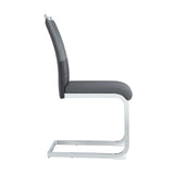 Modern Dining Chairs, PU Faux Leather High Back Upholstered Side Chair transverse stripe backrest design for Dining Room Kitchen Vanity Patio Club Guest Office Chair (Set of 2) ( Grey+PU)