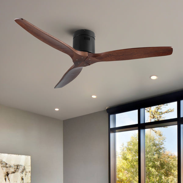 52 In.Solid Wood Blade Low Profile Ceiling Fan without Light