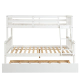 Twin Over Full Bunk Bed with Trundle, Convertible into 2 Beds, the Bunk Bed with Ladder and Safety Rails for Kids, Teens, Adults