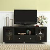 58" TV Stand Console  2 Doors and 2 Drawers -Black