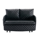 COOLMORE Convertible Sleeper Sofa Bed, Modern Velvet Loveseat Couch with Pull Out Bed, Small Love Seat Futon Sofa Bed with Headboard, 2 Pillows & Side Pockets for Living Room