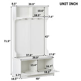 Hall Tree with 4 Hooks, Coat Hanger, Entryway Bench, Storage Bench