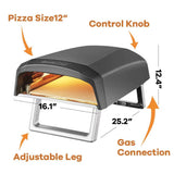 Geek Chef Gas Pizza Oven, Pizza Ovens for Outside Propane, Propane Pizza Oven, Outdoor Ovens with 13 inch Pizza Stone, Portable Gas Pizza Oven with Foldable Legs, Pizza Oven for Patio Garden