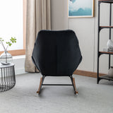 Tufted Upholstered Padded Seat Rocking Chair-Velvet Black