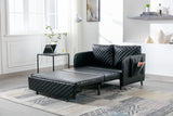 COOLMORE Convertible Sleeper Sofa Bed, Modern Velvet Loveseat Couch with Pull Out Bed, Small Love Seat Futon Sofa Bed with Headboard, 2 Pillows & Side Pockets for Living Room
