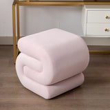 S-shape Velvet Fabric Ottoman Makeup Stool Footstool,Light Pink