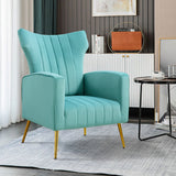 Modern Velvet Accent Chair with Arms, Wingback Reading Chair