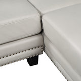 Orisfur. Mid-Century Sectional Corner Sofa L-shape Couch with Scroll Arms & Rivet Ornament for Large Space Dorm Apartment