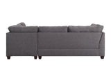 Dark Grey Sectional Sofa & Ottoman (2 Pillows), Light Charcoal Linen (1Set/2Ctn)