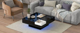 ON-TREND Modern Minimalist Design Square Coffee Table and Plug-in 16-color LED Strip Lights Remote Control for Living Room