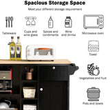 Kitchen Island Cart with Storage Cabinet and Two Locking Wheels, Solid wood Microwave cabinet