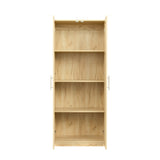 Tall wardrobe cabinet with 2 doors and 3 partitions to separate 4 storage spaces, oak