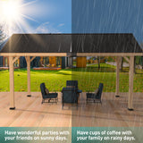 Large wood pergola, 13x16 FT Solid Wood Gazebo with Waterproof Asphalt Roof, Outdoor Permanent Hardtop Gazebo Canopy for Patio, Garden, Backyard