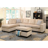 Beige Sectional Sofa w/Pillows in Beige Velvet