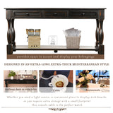 TREXM Console Table 64" Long Extra-thick Sofa Table with Drawers and Shelf for Entryway, Hallway, Living Room (Distressed Black)