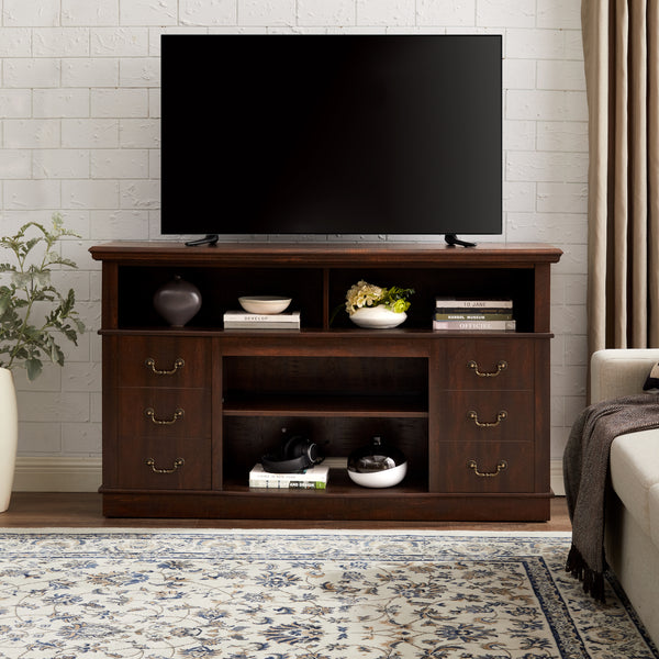Traditional TV Media Stand Farmhouse Rustic Entertainment Console
