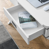 White Computer Desk with Storage, Sturdy Table for home office