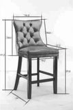 Contemporary Velvet Upholstered Barstools with Button Tufted Decoration and Wooden Legs, and Chrome Nailhead Trim, Leisure Style Bar