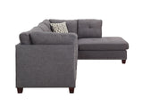 Dark Grey Sectional Sofa & Ottoman (2 Pillows), Light Charcoal Linen (1Set/2Ctn)