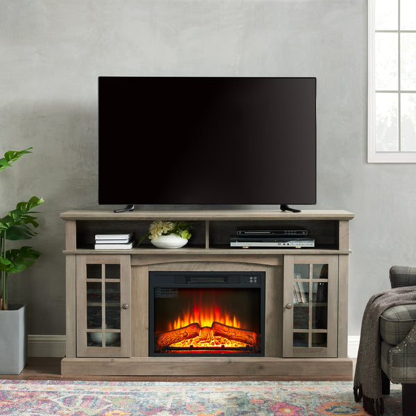 Classic TV Media Stand Modern Entertainment with 23" Fireplace Inset