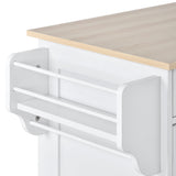 K&K Store Kitchen Island Cart with Two Storage Cabinets - Wine Rack, Two Drawers - Spice Rack - Towel Rack