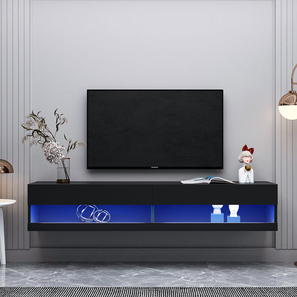 Wall Mounted Floating 80" TV Stand with 20 Color LEDs