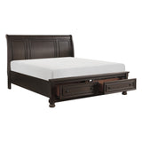 California King Size Platform Bed with Footboard Storage Sleigh Bed