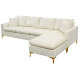 Cream Sectional Sofa with Ottoman