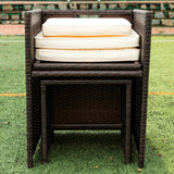 Patio Dining Set Outdoor Space Saving Rattan Chairs with Glass Table Patio Furniture Sets Cushioned Seating and Back Sectional Conversation Set