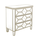 Elegant Mirrored 3-Drawer Chest with Golden Lines Storage Cabinet for Living Room, Hallway, Entryway