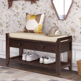 TREXM  Shoe Rack with Cushioned Seat and Drawers, Multipurpose Entryway Storage Bench (Espresso)
