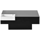 ON-TREND Modern Minimalist Design Square Coffee Table and Plug-in 16-color LED Strip Lights Remote Control for Living Room